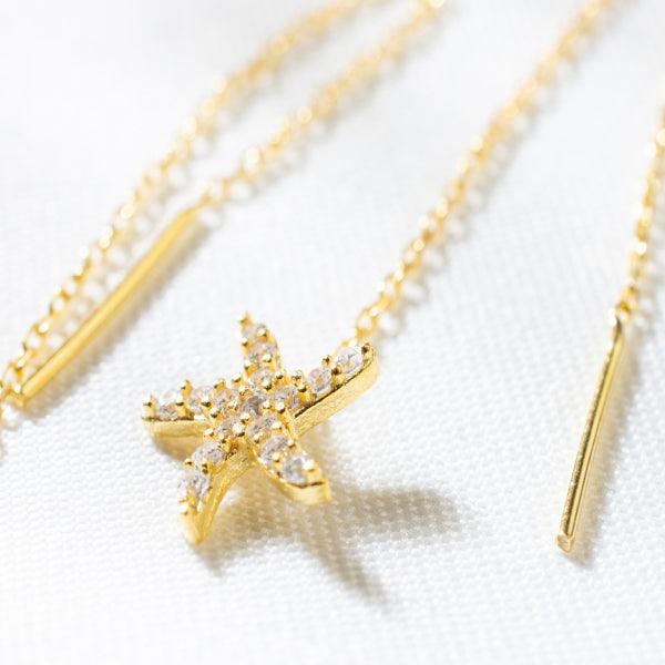 Threader Starfish Earrings • Starfish Earrings Gold • Bridesmaid Gifts - Trending Silver Gifts