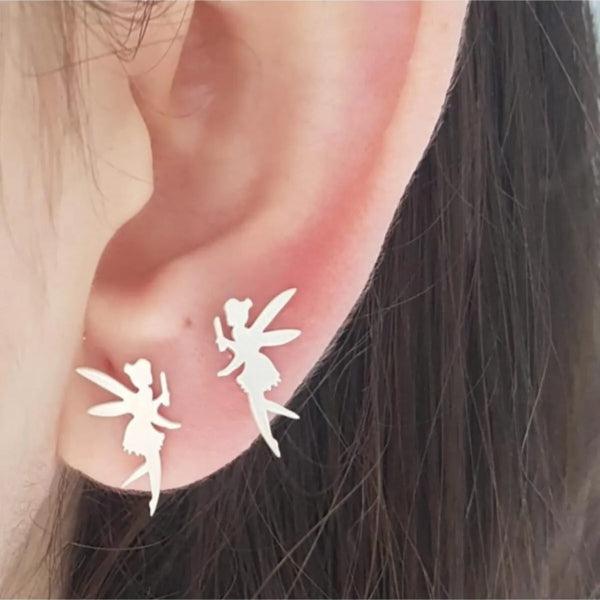 Tinkerbell Stud Earrings • Betsey Johnson Fairy 925K Silver Earrings - Trending Silver Gifts