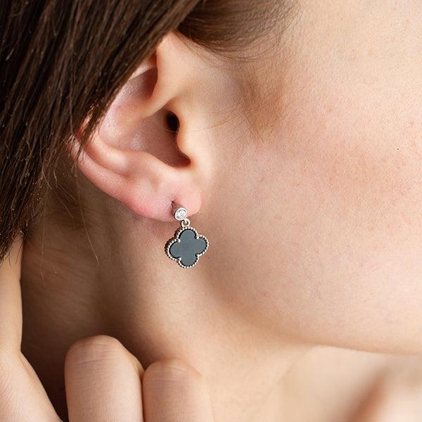 Van Cleef Earrings Black • Van Cleef Earrings Alhambra • Gift For Her - Trending Silver Gifts