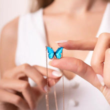 925 Sterling Silver Rose Gold Enameled Blue Butterfly Necklace - Trending Silver Gifts