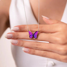 925 Sterling Silver Enameled Purple Butterfly Necklace ¥ Gift For Her - Trending Silver Gifts