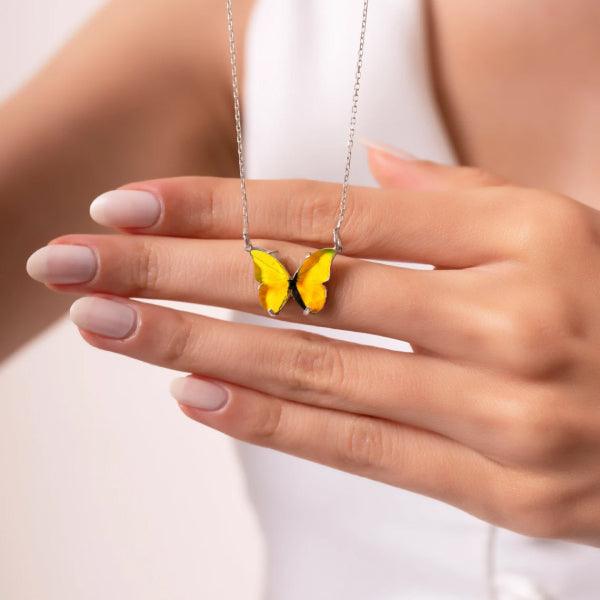 Butterfly Charm Necklace Necklace In Yellow Colour • Bridesmaid Gifts - Trending Silver Gifts