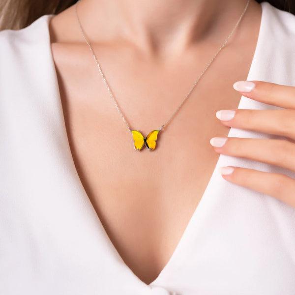 Butterfly Charm Necklace Necklace In Yellow Colour • Bridesmaid Gifts - Trending Silver Gifts