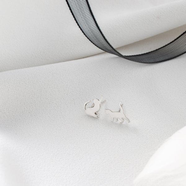 Sterling Silver Cat Earrings • Cat Earrings Silver, Gifts For Cat Moms - Trending Silver Gifts