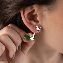 Sterling Silver Cat Earrings ¥ Cat Earrings Silver, Gifts For Cat Moms - Trending Silver Gifts