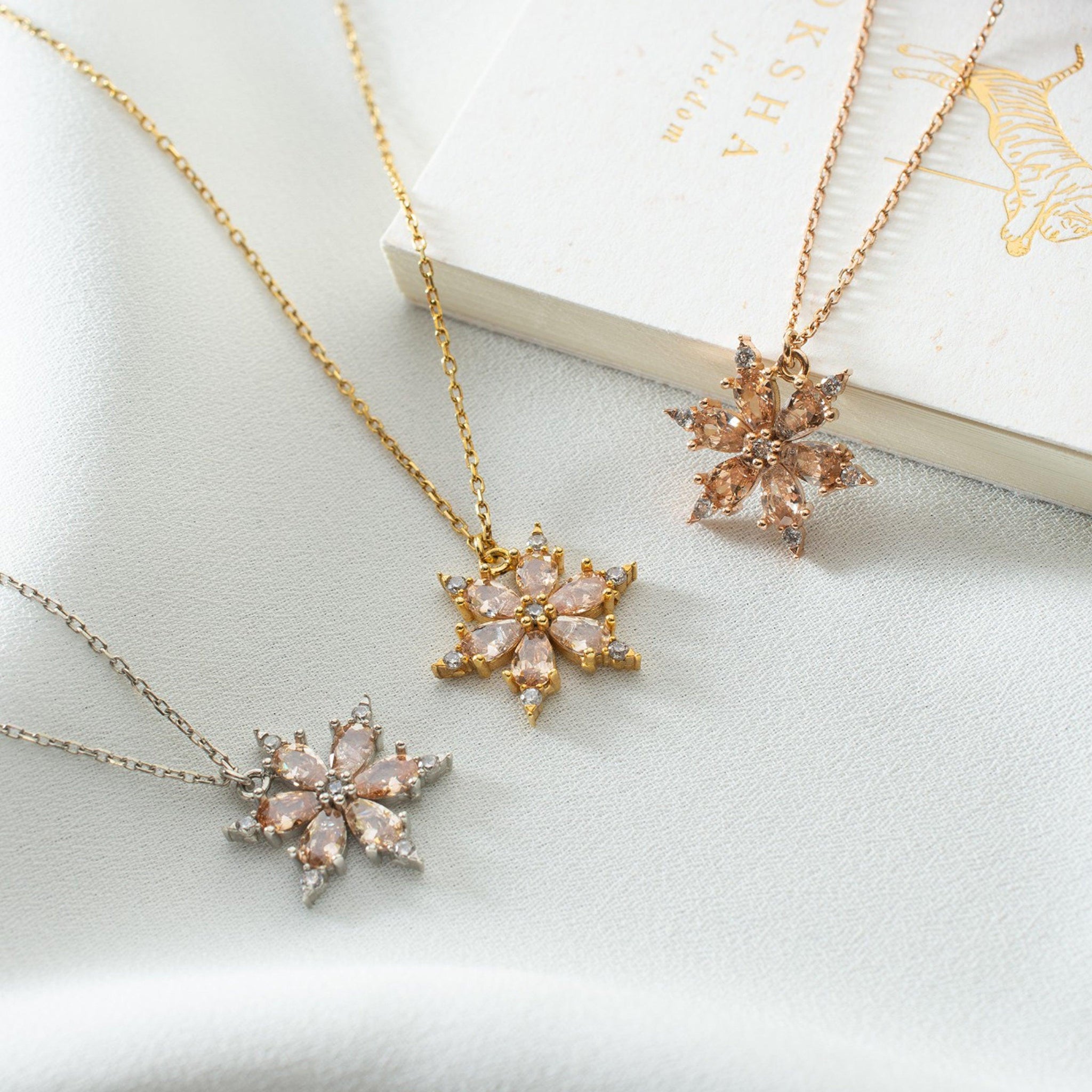 Gold Magnolia Necklace • Magnolia Flower Necklace • Bridesmaid Gifts - Trending Silver Gifts