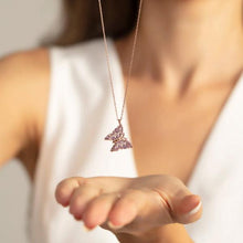 925 Sterling Silver Butterfly Necklace In Pink And White Colour - Trending Silver Gifts