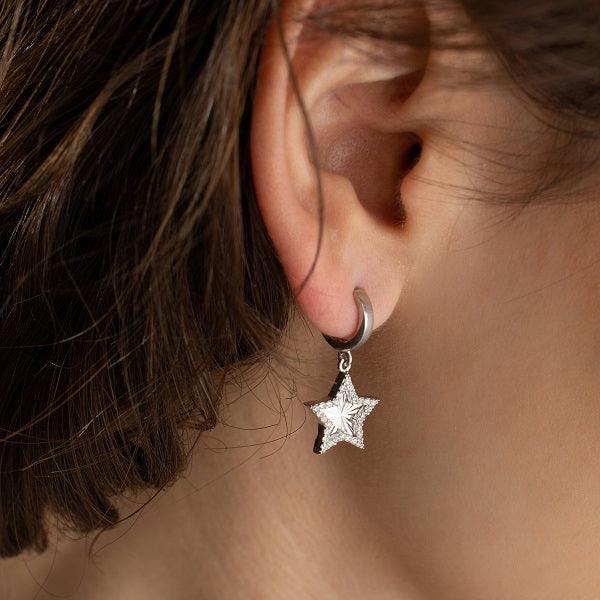 Gold Star Earrings • Star Huggie Earrings • Star Hoop Earrings - Trending Silver Gifts