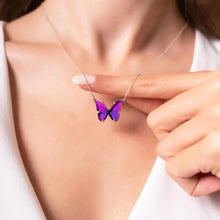 925 Sterling Silver Enameled Purple Butterfly Necklace ¥ Gift For Her - Trending Silver Gifts
